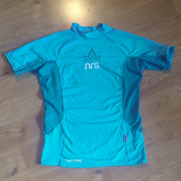 NRS Teal Short Sleeve Rash Guard - Picture 1 of 4